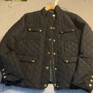 Crown & Ivy Black Quilted Field Jacket with Gold Details